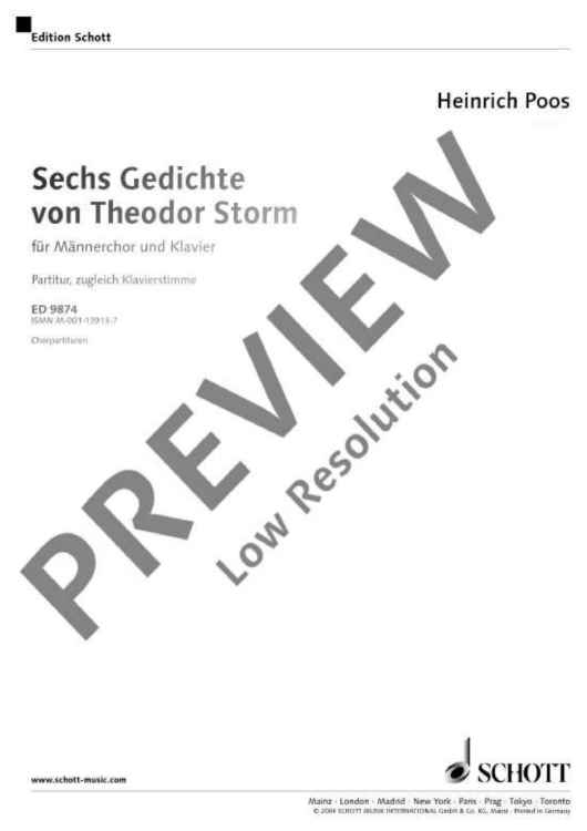 6 Gedichte von Theodor Storm - Score