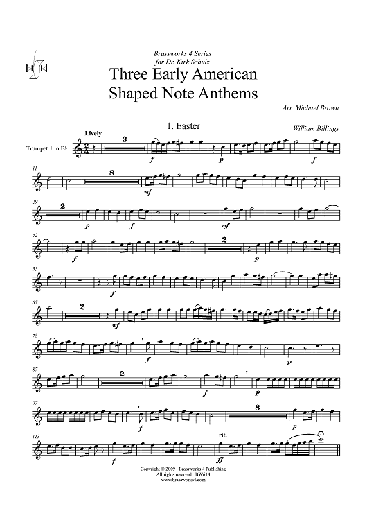 Three Early American Shaped Note Anthems - Trumpet 1 in B-flat