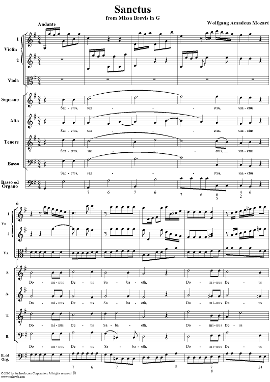 Mass (Missa brevis) No. 1 in G Major, Sanctus