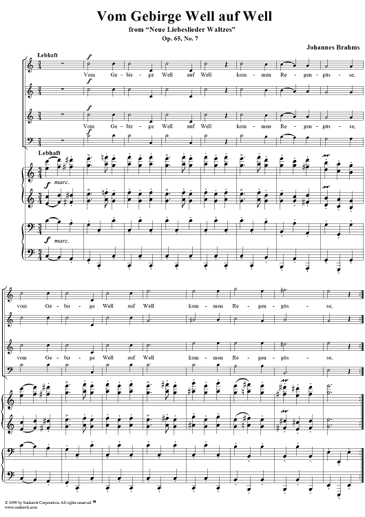 Vom Gebirge Well auf Well - No. 7 from "Neue Liebeslieder Waltzes" Op. 65