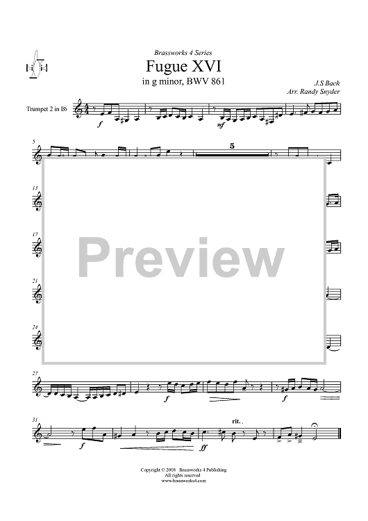 Fugue XVI - Trumpet 2 in B-flat