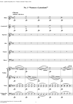"Numen o Latonium!", No. 1 from "Apollo et Hyacinthus" (K38) - Full Score