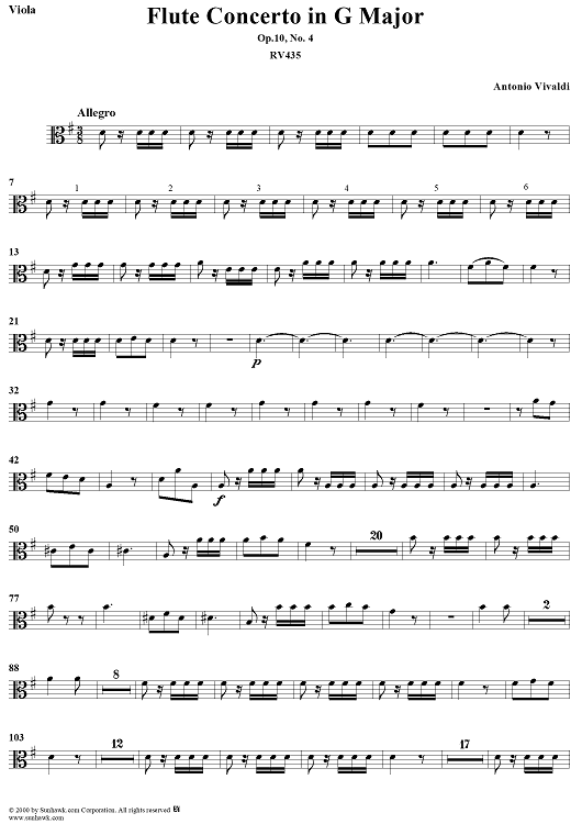 Flute Concerto in G Major, Op. 10, No. 4 - Viola