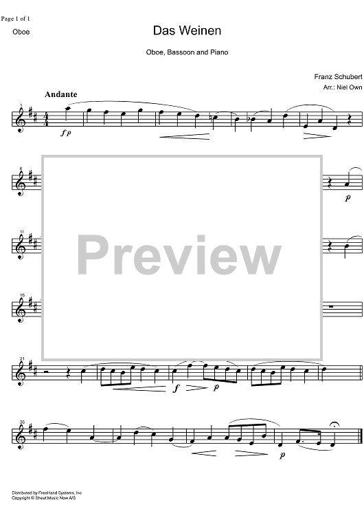 Das Weinen Op.106 No. 2 D926 - Oboe