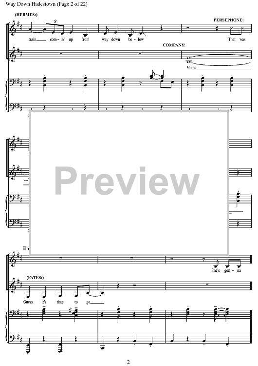 Way Down Hadestown" Sheet Music for Piano/Vocal/Chords Sheet Music Now