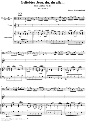"Geliebter Jesu, du, du allein", Aria, No. 5 from Cantata No. 16: "Herr Gott, dich loben wir" - Piano Score