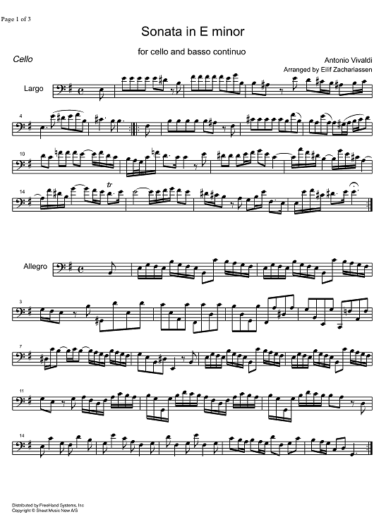 Sonata e minor - Cello