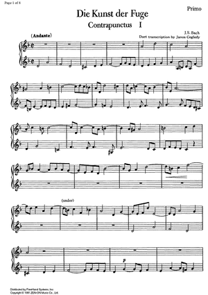 Die Kunst der Fuge BWV1080/ 1 and  4 - Piano 1