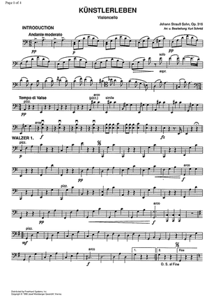 Künstlerleben Walzer Op.316 - Cello