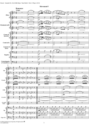 Serenade no. 10 in B-Flat Major, Movement 5, K361(K370a)  ("Gran Partita") - Full Score