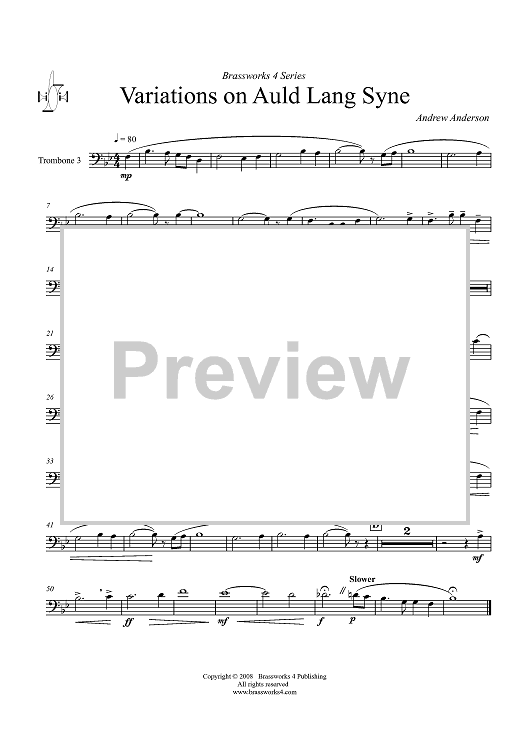 Variations on Auld Lang Syne - Trombone 3