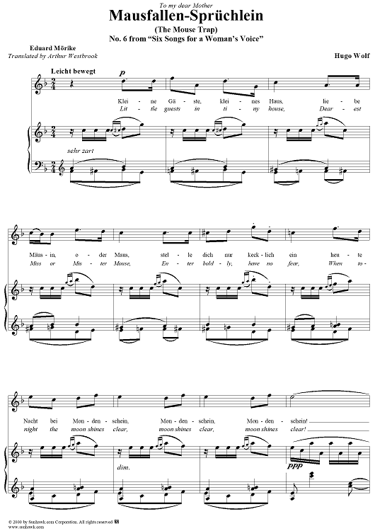 Mausfallen-Sprüchlein, No. 6 from "6 Songs for a Woman's Voice"