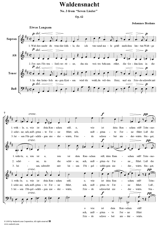 Waldensnacht - No. 3 from "Seven Lieder" op. 62