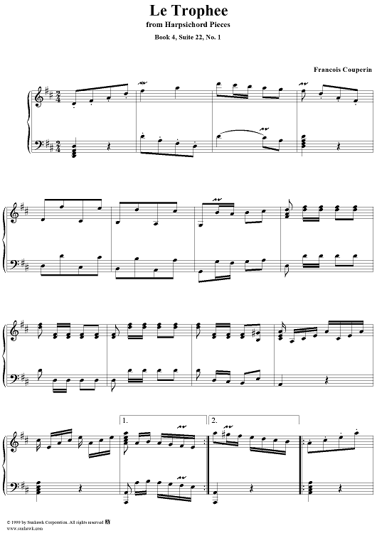 Harpsichord Pieces, Book 4, Suite 22, No.1:  Le trophée