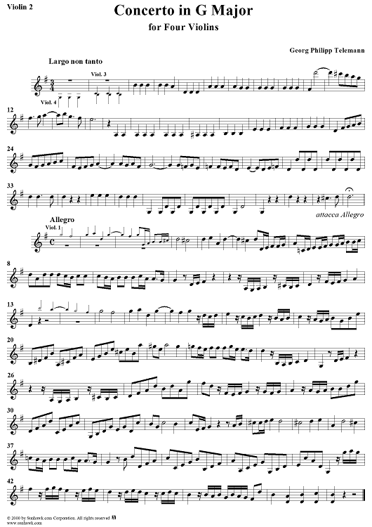 Concerto in G Major - Violin 2