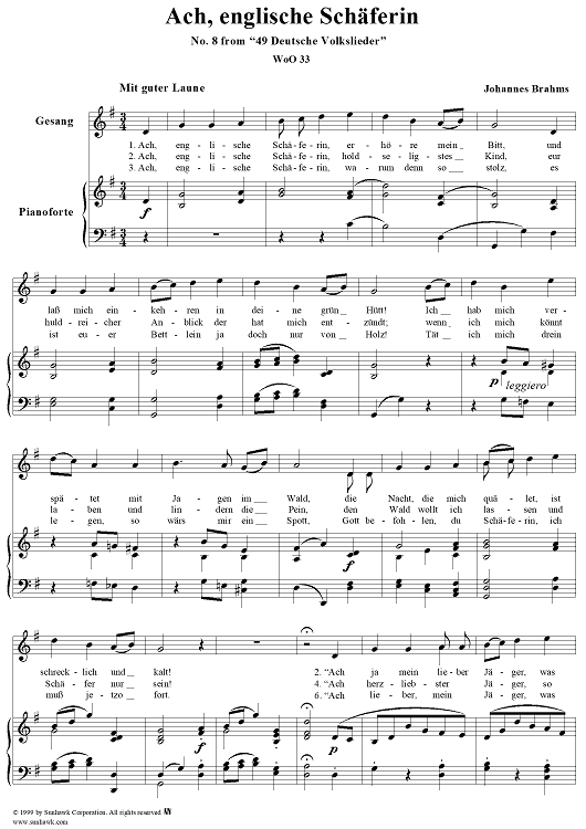 Ach, englische Schäferin - No. 8 from "49 Deutsche Volkslieder"  WoO 33