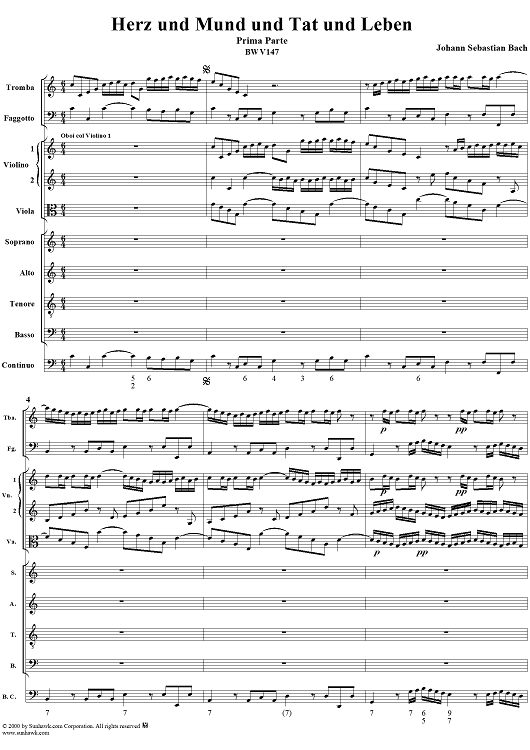 Choral from Cantata no. 147  ("Herz und Mund und That und Leben") - Full Score