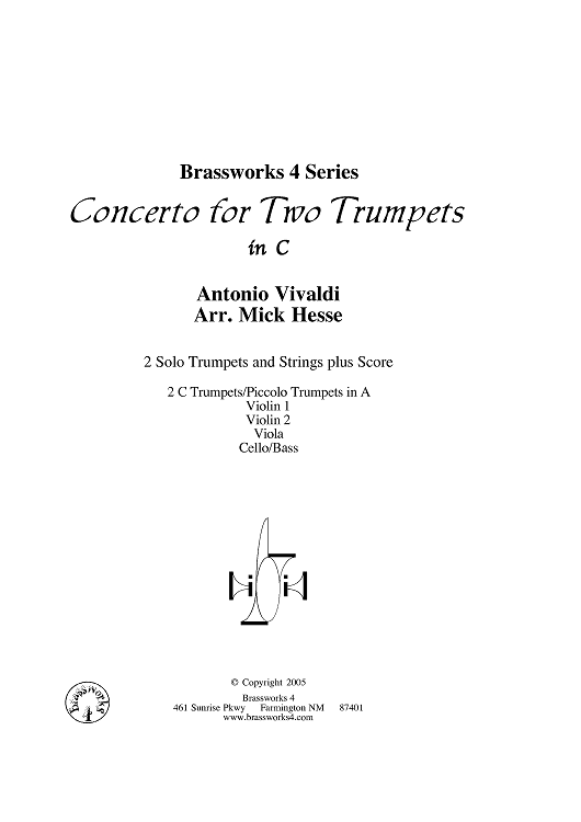 Concerto for Two Trumpets in C - Score Cover
