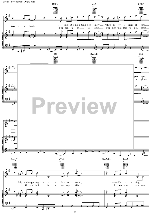 Love Machine" Sheet Music by The Miracles for Piano/Vocal/Chords