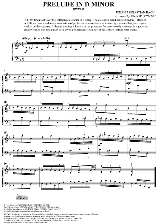 Prelude in D Minor (BWV935)