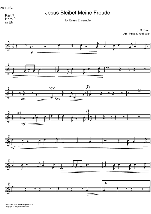 Jesu, Joy of Man's Desiring BWV 147 - Horn in E-flat 2
