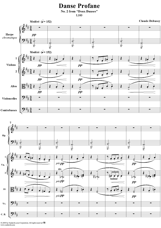 Danse Profane, No. 2 from "Deux Danses" (L103, No. 2) - Full Score