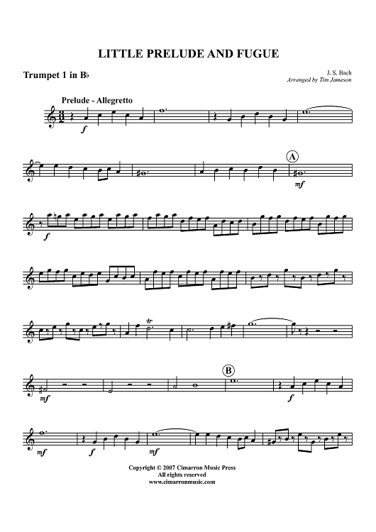 Little Prelude and Fugue - Trumpet 1 in Bb