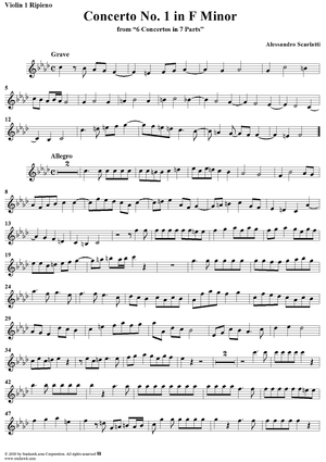 Concerto No. 1 in F Minor from "6 Concerti Grossi" - From "6 Concertos in 7 Parts" - Violin 1