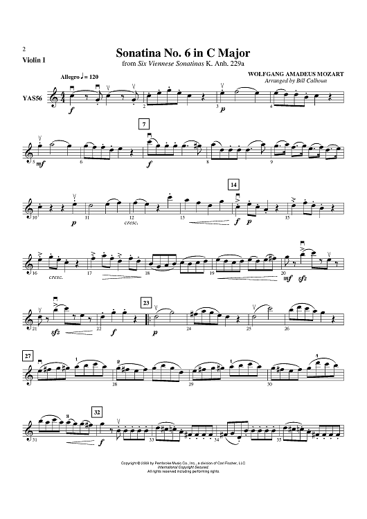Sonatina No.6 In C Major - Violin 1