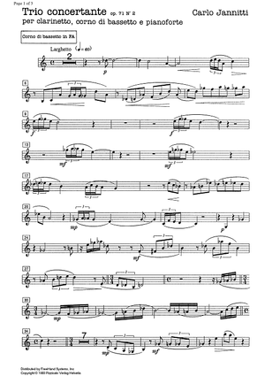 Trio concertante Op.71 No. 2 - Basset Horn in F