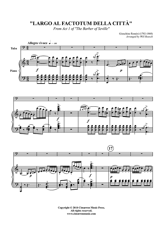 Largo al Factotum Della Città - Piano Score