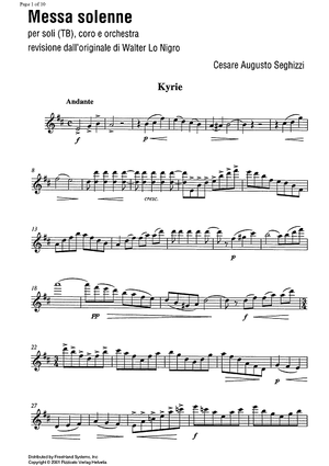 Messe solenne [set of parts] - Violin 1