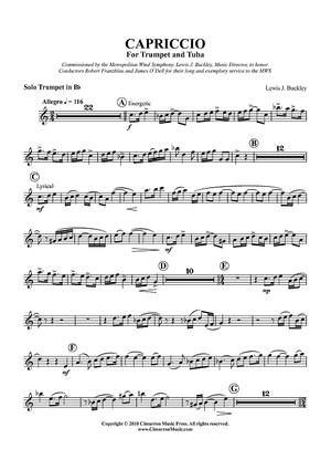 Capriccio For Trumpet and Tuba - Solo Trumpet in Bb