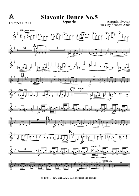 Slavonic Dance No. 5, Op. 46 - Trumpet 1 in D