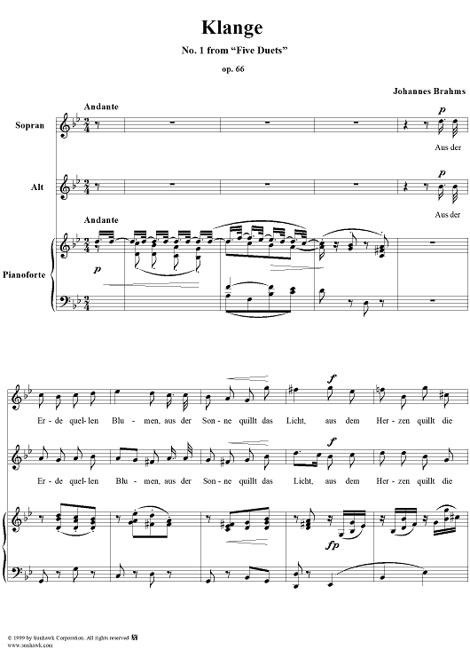 Klänge I - No. 1 from "Five Duets" Op. 66