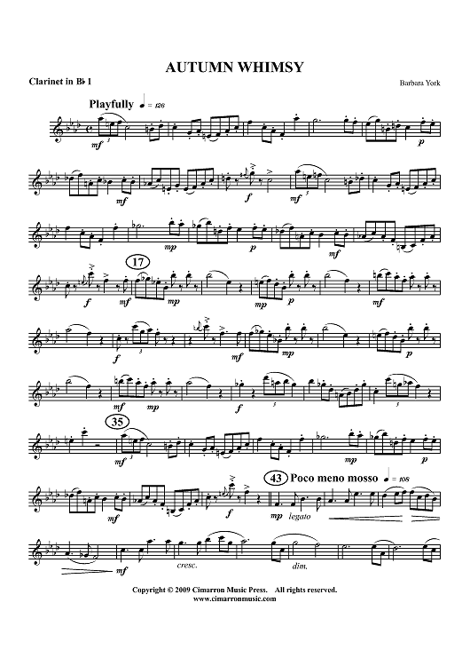 Autumn Whimsy - Clarinet 1 in B-flat
