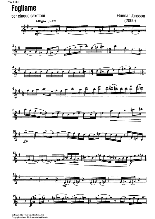 Fogliame - E-flat Alto Saxophone