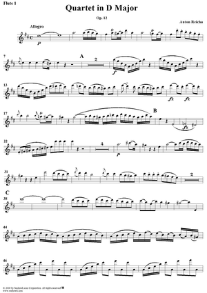 Quartet in D Major, Op. 12 - Flute 1