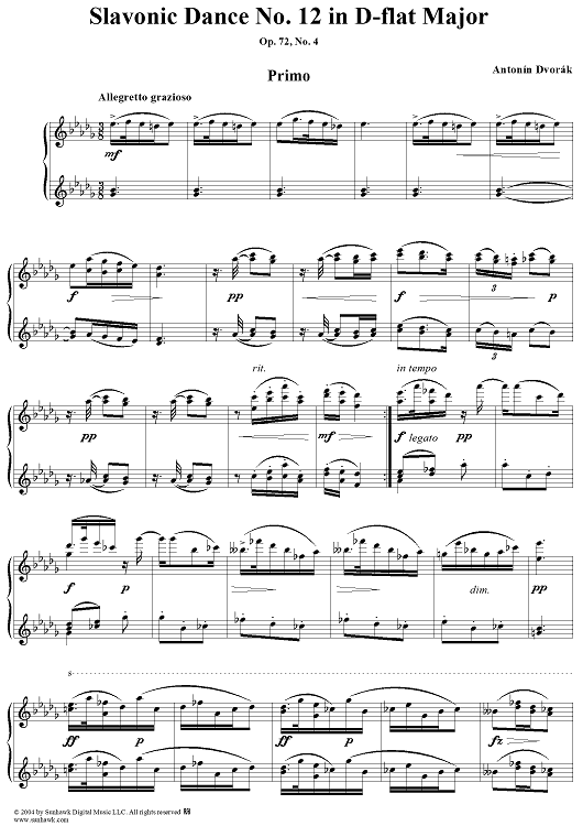 Slavonic Dance No. 12 in D-flat Major, Op. 72, No. 4