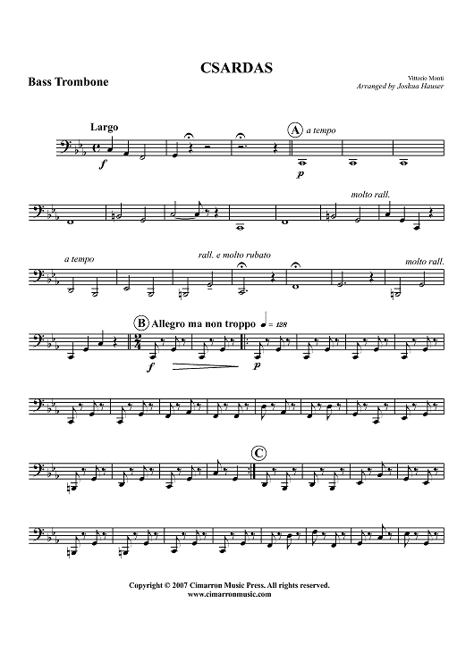 Csardas - Bass Trombone