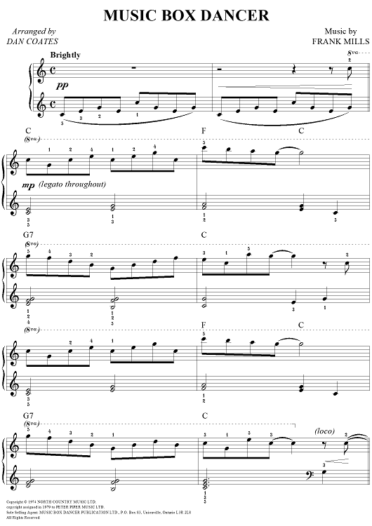 Music Box Dancer" Sheet Music for Easy Piano Sheet Music Now