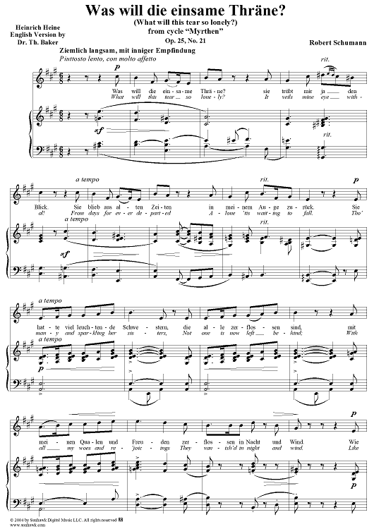 "Was will die einsame Thräne", from cycle "Myrthen", Op. 25, No. 21
