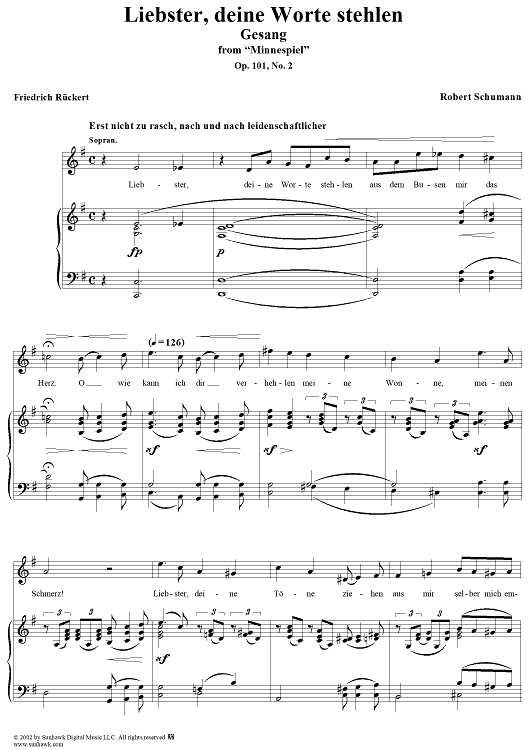 Minnespiel, Op. 101, No. 2: Gesang - Liebster, deine Worte stehlen
