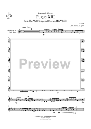 Fugue XIII from "The Well Tempered Clavier", BWV858b - Trumpet in B-flat (opt. Horn)