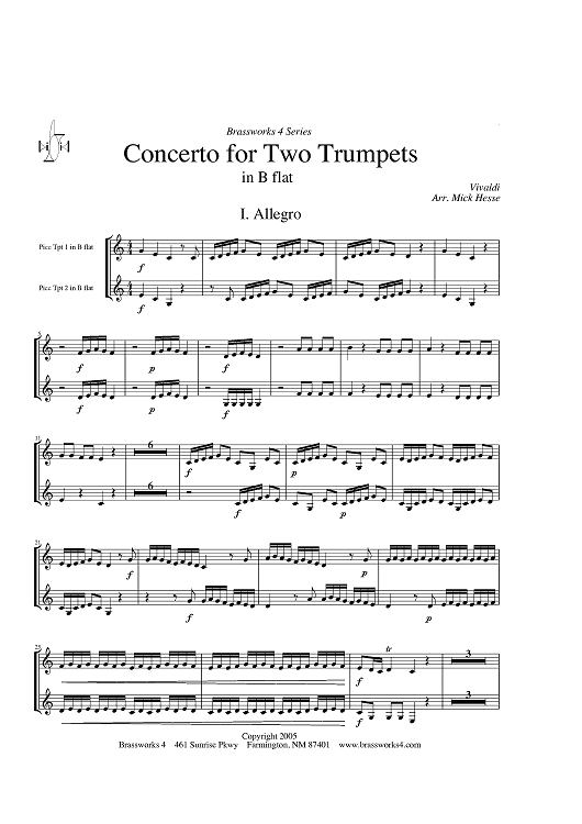 Concerto for Two Trumpets in Bb - Piccolo Trumpets in Bb