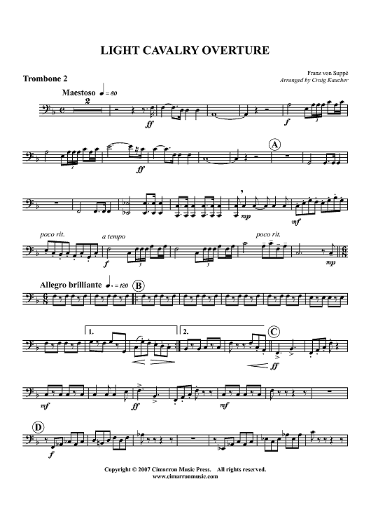 Light Cavalry Overture - Trombone 2