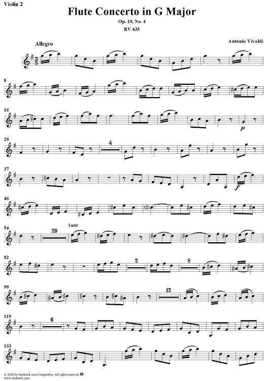 Flute Concerto in G Major, Op. 10, No. 4 - Violin 2