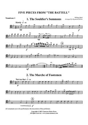 Five Pieces From "The Battell" - Trombone 1