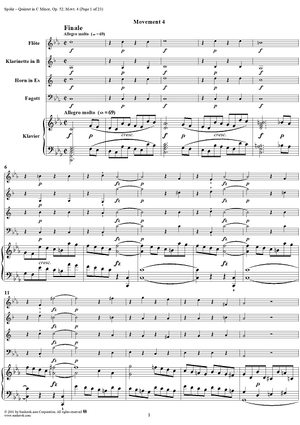 Quintet in C Minor, Movement 4 - Piano Score