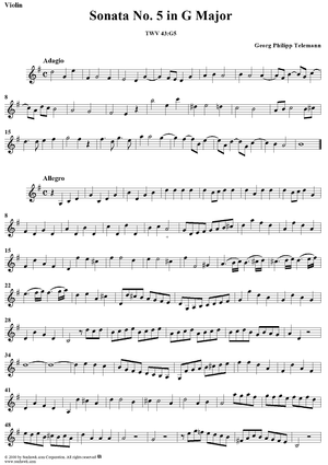 Sonata No. 5 in G Major - Violin